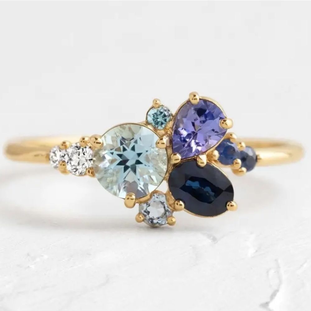 Ladies Elegant colorful stack Simulated diamond wedding Ring set sz 6
